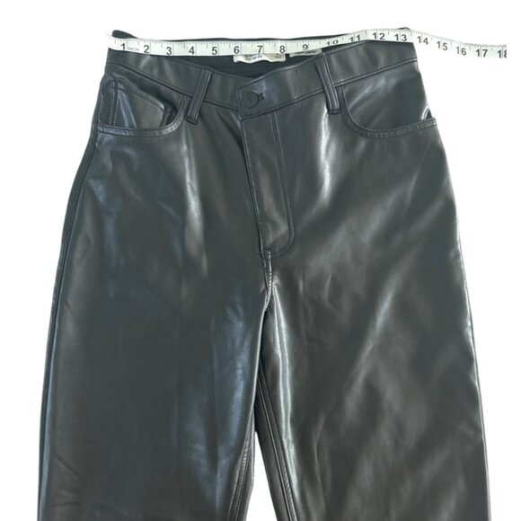 Abercrombie & Fitch Criss Cross 90s Straight High Rise Vegan Leather Black Pants - Picture 6 of 12